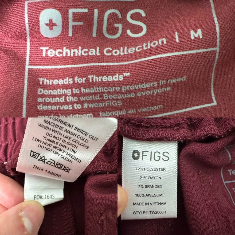 Figs High Waisted Yola Skinny Scrub Pants Burgundy Women's Size Medium